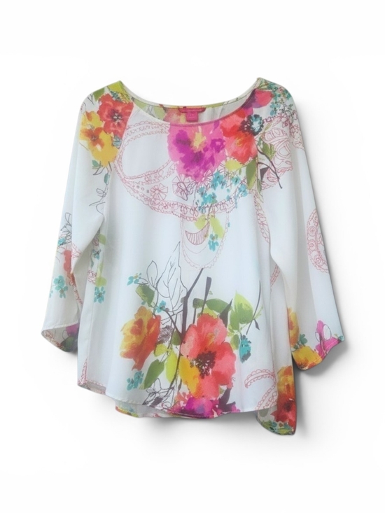 Sunny Leigh Tops - Sunny Leigh Watercolor Floral Blouse Multicolor Print Size Large